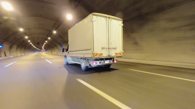 Semi Truck in Tunnel - 4K Resolution
