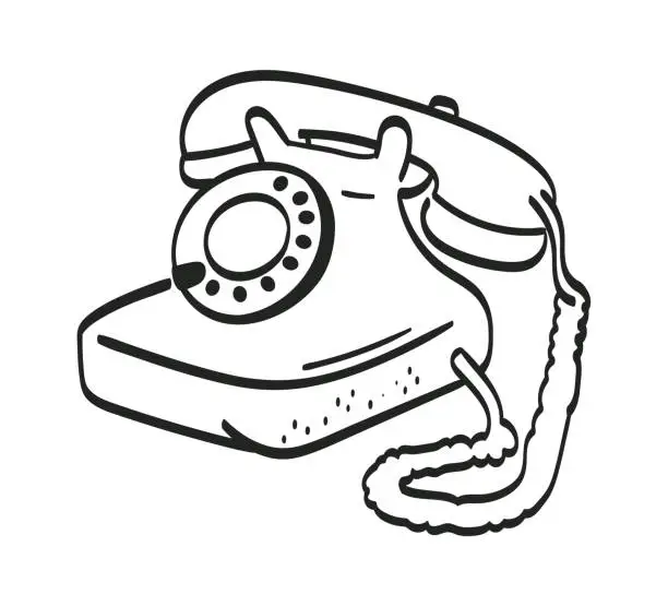 Vector illustration of Hand drawn retro phone. Vector illustration