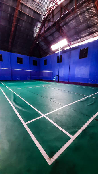 quadra de badminton - badminton school gymnasium shuttlecock sport - fotografias e filmes do acervo