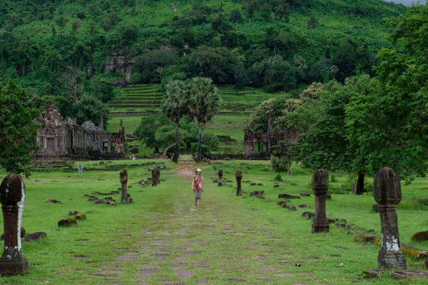 istock Tourist Visiting Wat Phu Champasak temple Laos 1435297591