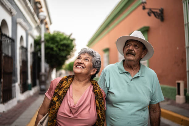 istock Senior couple walking around the historic district 1435297621