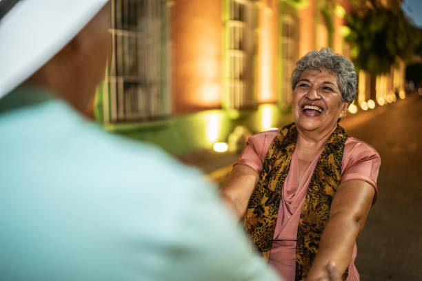 istock Senior couple holding hand at the historic district 1435299323