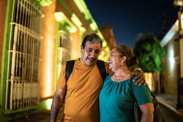 istock Mature couple talking at the historic district 1435299760