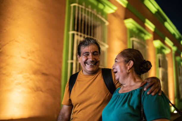 istock Mature couple talking at the historic district 1435299761