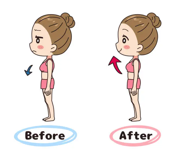 Vector illustration of Before and after illustration set to bust up.