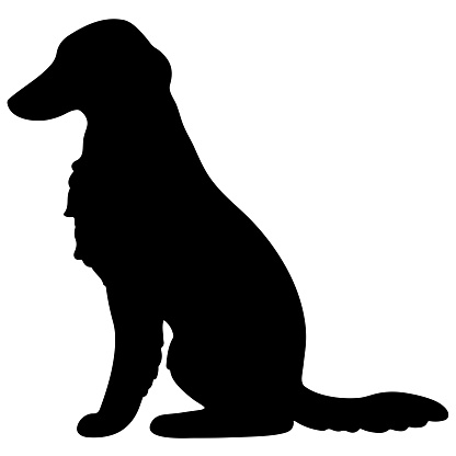 Cute and simple Silhouette of Borzoi Dog sitting in side view