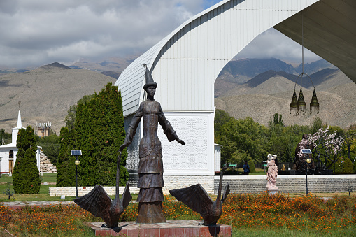 Cholpon-Ata, Kyrgyzstan â September 14, 2022: Ruh Ordo Cultural complex named after famous Kyrgyz writer Chinghiz Aitmatov, Issyk Kul lake