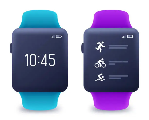 Vector illustration of Fitness smart Watch Screens Template Design