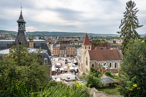 View of Chateau Thierry, France from the Castle above the town