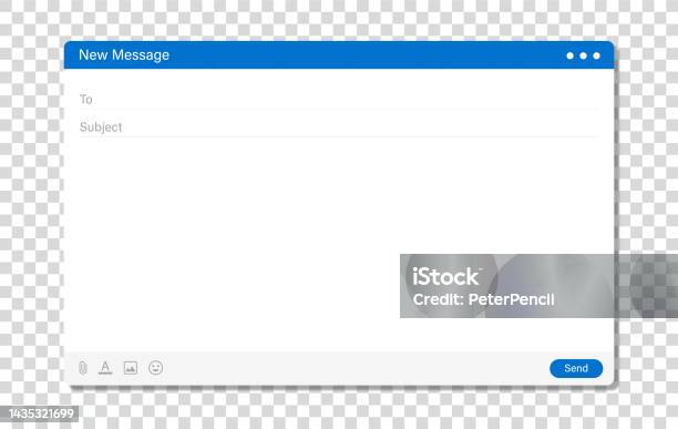 Email Interface New Message Template Computer Window Blank Vector Stock ...