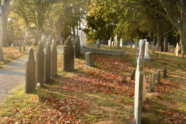 istock Old Gravestones in a Cemetery in Autumn 1435321785