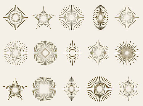 Vector Illustration of a beautiful Collection of Sunburst Explosion Star Set Isolated on Background