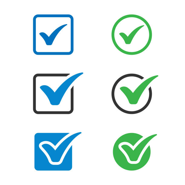 마크 아이콘 세트를 확인하십시오. - checkbox check mark symbol expressing positivity stock illustrations