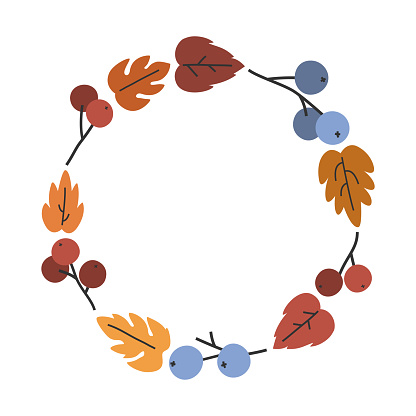 Leaves and berries wreath illustration