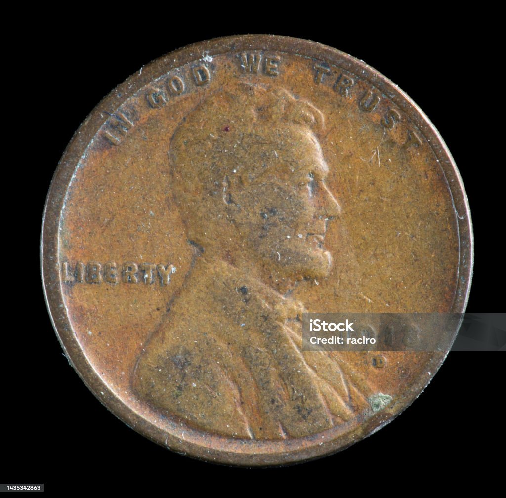 1918 D US penny 1918 D US Lincoln cent minted in Denver. 1910-1919 Stock Photo