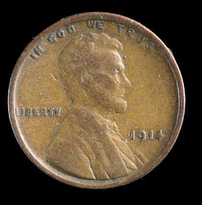 1914 plain US Lincoln cent minted in Philadelphia