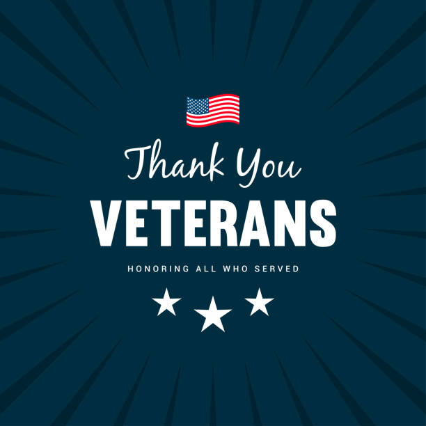 Thank you Veterans - Honoring all who served greeting card vector design. Flat design向量藝術插圖
