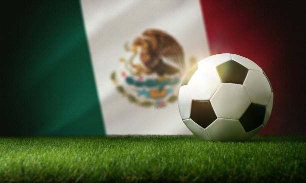 istock Mexico national team background with ball and flag 1435352829
