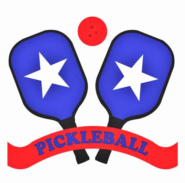 Vector illustration of PICKLEBALL RACKET AND BALL