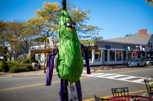 Decorative Halloween figurines on Main Street, Falmouth, MA, a popular town on Cape Cod in MA.  These figurines are a Halloween tradition and adorn many of the street corners on the Main Street of this quaint Cape Cod town.