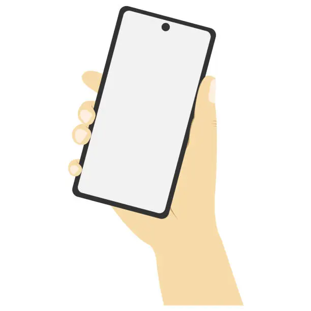 Vector illustration of Mockup - Hand holding a mobile phone