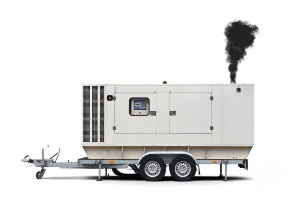 Trailer Diesel Generator in operation stock photo