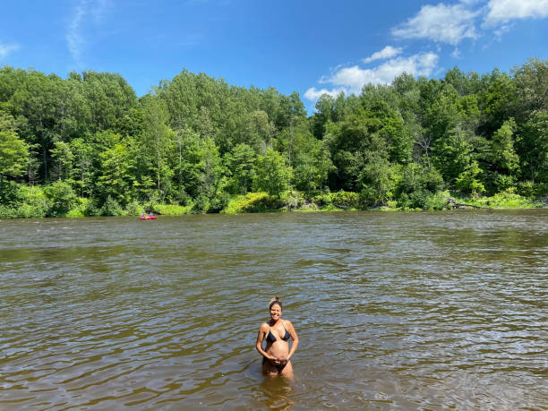 Pregnancy, river, forest, black woman, nature