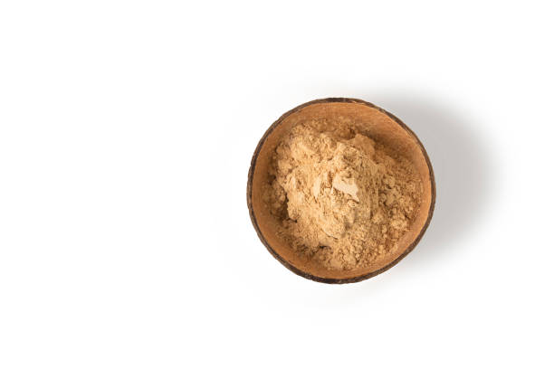 istock Top view of maca root powder in a bowl isolated on white 1435362525