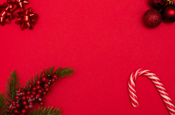 istock Christmass flatlay christmas tree toys and spruce branch 1435362734