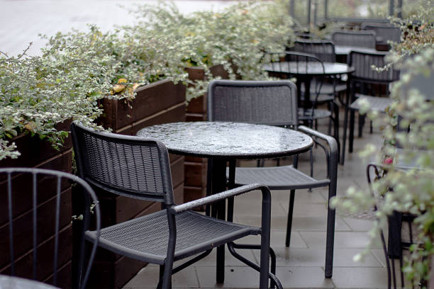 istock Outdoor cafe tables after rain 1435363875