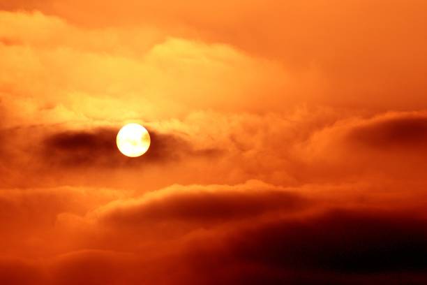 istock Beautiful orange red sunset background 1435363930