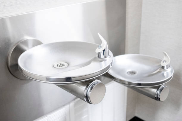 istock Two Modern Water Fountains 1435366821