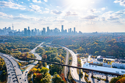 Don Valley Park and Lower Don River Trail, Toronto, Canada.