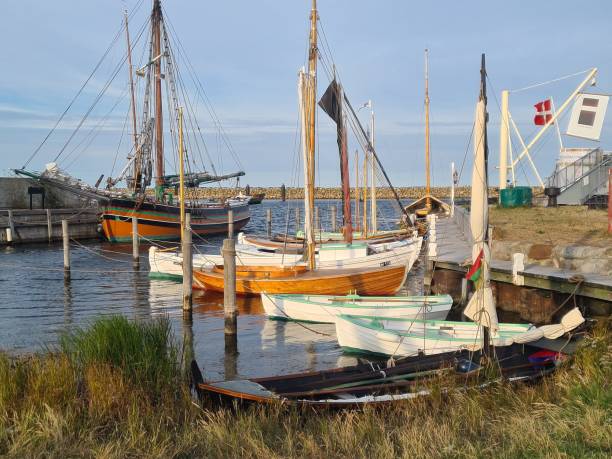 the picturesque harbor town of marstal on the danish island of ærø - aero imagens e fotografias de stock