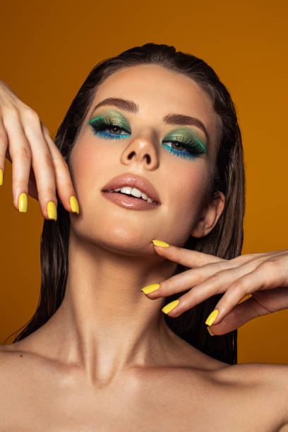 istock Beautiful woman with bright make-up 1435376704