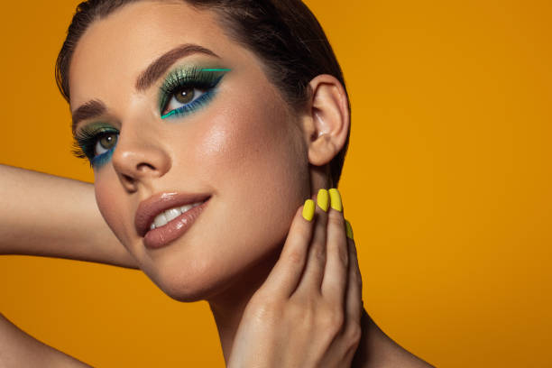 istock Beautiful woman with bright make-up 1435376749