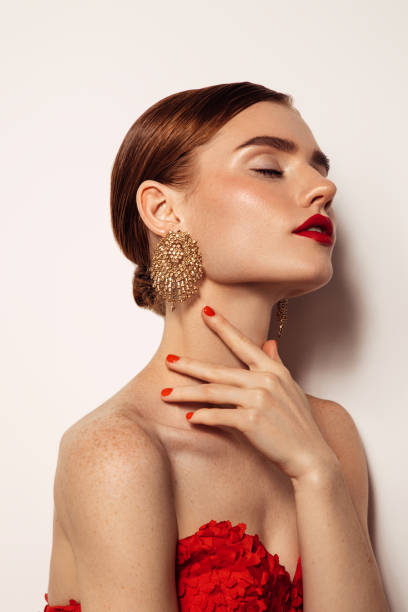 istock Beautiful emotional woman with bright make-up 1435378170