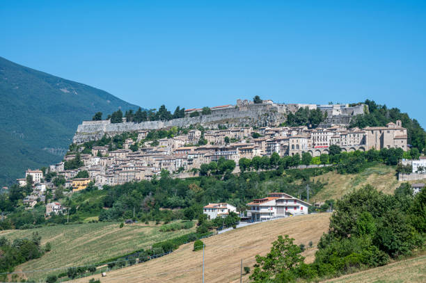panorama of the beautiful village of Civitella del Tronto stock photo