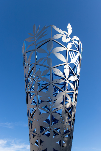 'Exegi Monumentum Aere Perennius' is the title of this sculpture in stainless steel created by Anne e Patrick Poirier in 1988 and located on the lawn next to the contemporary art centre 'Centro per l'arte contemporanea Luigi Pecci' in Prato (2 shots stitched)