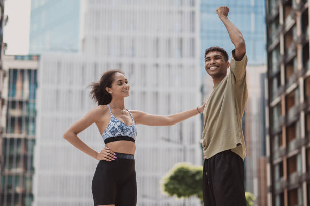 istock Two young people looking carefree and joyful 1435390012