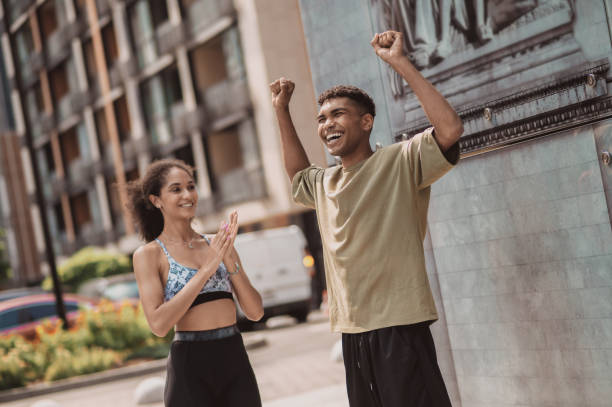 istock Two young people looking carefree and joyful 1435390014