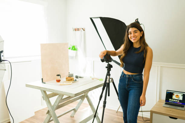 istock Smiling food photographer looking happy 1435393039