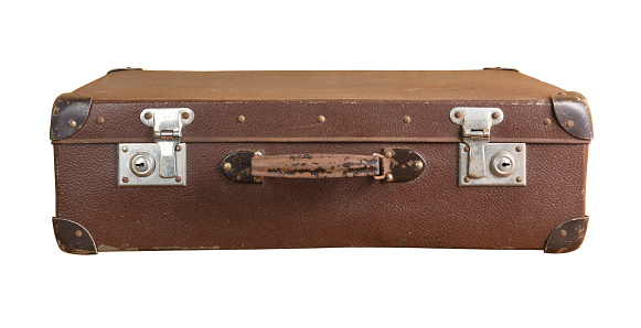Old suitcase on a white background.