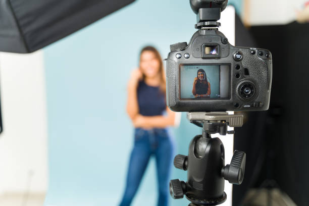 istock Professional camera on a photo shoot 1435393372