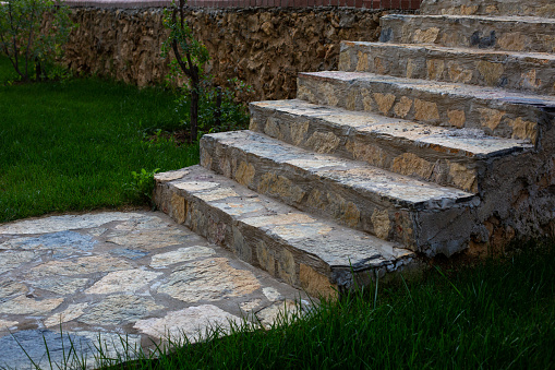 Staircase made of natural stones.