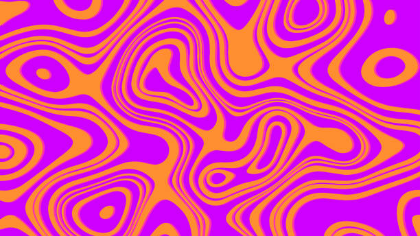 Hippie trippy retro background for psychedelic 60s 70s parties with bright acid rainbow colors and groovy liquid pattern in pop art style. Color waves print. Vector illustration wallpaper sample stock illustrations