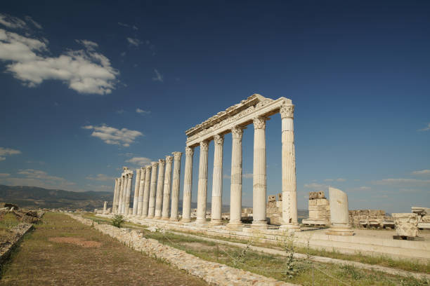 Columns in Laodicea on the Lycus Ancient City in Denizli City, Turkiye