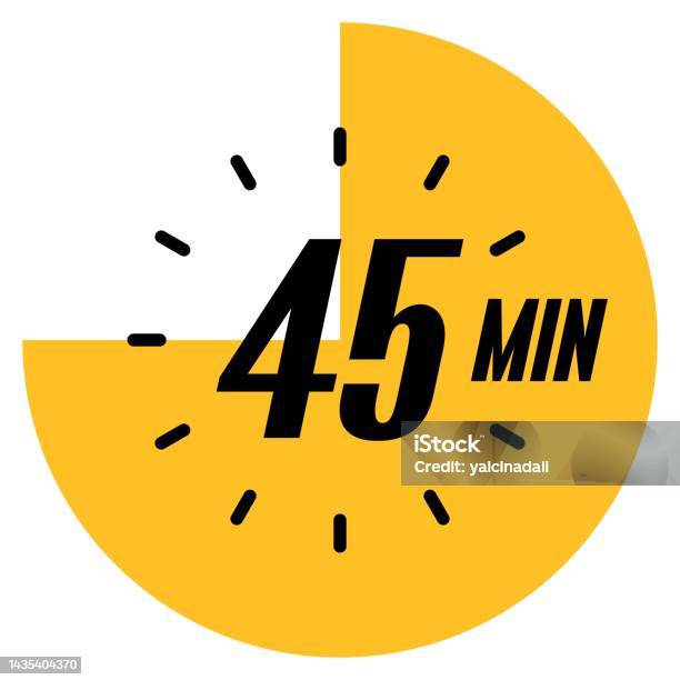 Clock Time 45 Timer Clock Symbol Concept Of Time Illustration Vector 45 Minutes Timer ...
