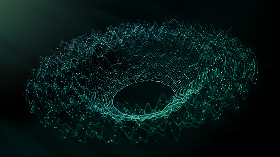 Abstract Big Data - 3d rendered image. Represent Visualization of data and technology in circle graph form. Machine learning, big data technology concept. Hologram view.