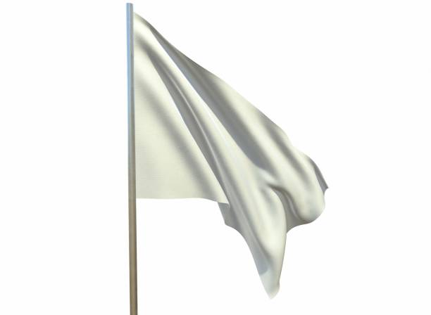 istock White flag on flagpole flying in the wind isolated on white 3d-rendering 1435416644